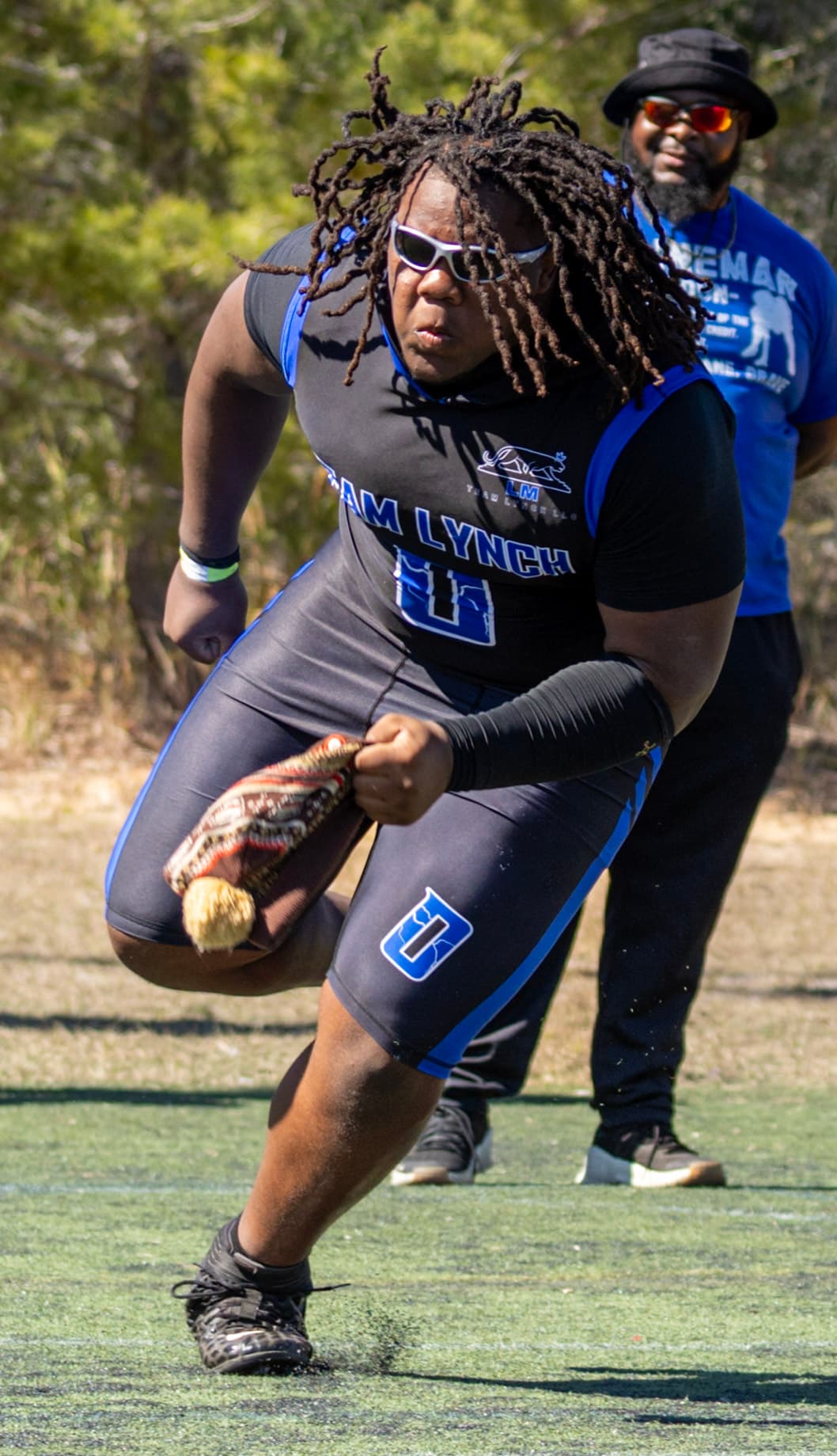 Athlete competing at a football event